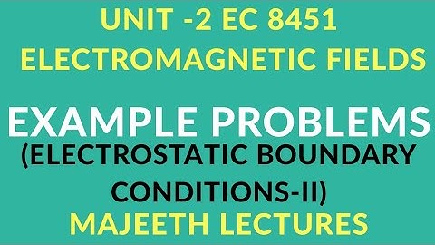 EC8451 ELECTROMAGNETIC FIELDS EXAMPLE PROBLEM BOUNDARY CONDITIONS-II
