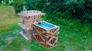 Girl Living Off The Grid Build The Most Lovely Above Ground Bamboo PoolVilla House
