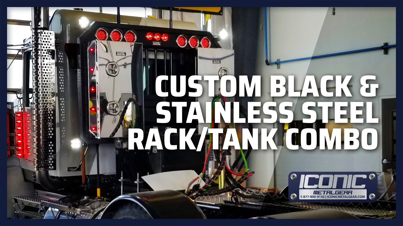 Black & Mirror Finish Stainless CUSTOM Semi Truck Headache Rack