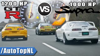 1200HP Nissan GTR R35 vs 1000HP Toyota Supra MK4 *CRAZY FAST!* on AUTOBAHN by AutoTopNL