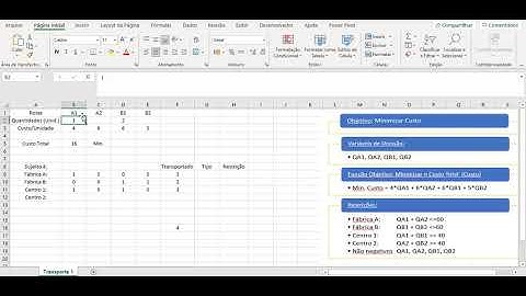 Problema de Transporte (1) - Excel com Solver