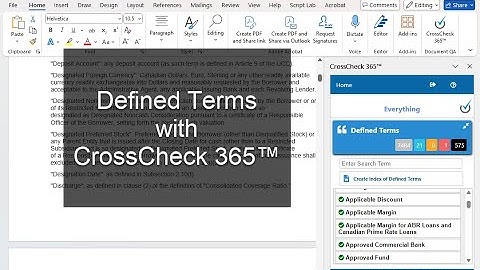 Defined Terms with CrossCheck 365