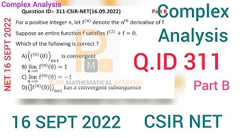 Csir Net September 2022 Complex Analysis Solution | Question ID 311 | Pure Mathematical Academy