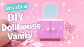 DIY Dollhouse Vanity from Cardboard | Cute Mini Makeup Table Tutorial | Easy Cardboard DIY Diy Easiest Way To Make Miniature Vanity Makeup Table How To Make A Miniature Vanity Makeup Table