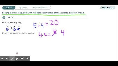 ALEKS - Solving a linear inequality with multiple occurrences of the variable: Problem type 3