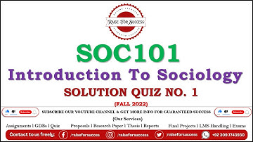 SOC101 Quiz 1 Solution Fall 2022 l SOC101 Quiz 1 2022 l SOC101 Quiz No. 1 2023 l #RaiseForSuccess