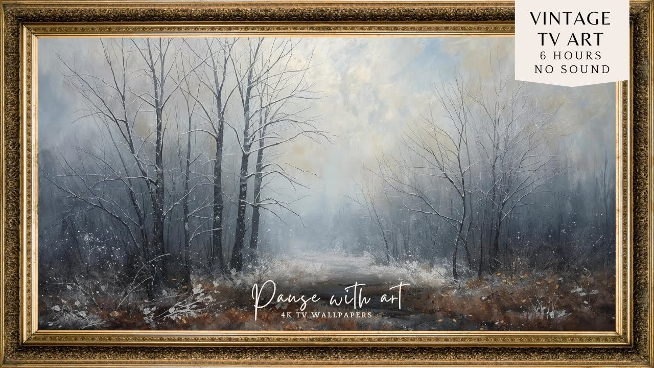 Winter Frame TV Art | Vintage Oil Painting Woodland | Cozy Moody Frame TV Background Screensaver