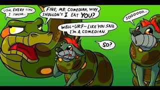 COMIC SNAKE VORE - Anaconda swallows, you wanted to run away?