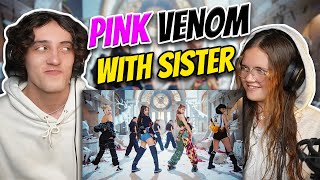 My Little Sister's First Time Hearing Pink Venom !!! (BLACKPINK - Pink Venom M/V)