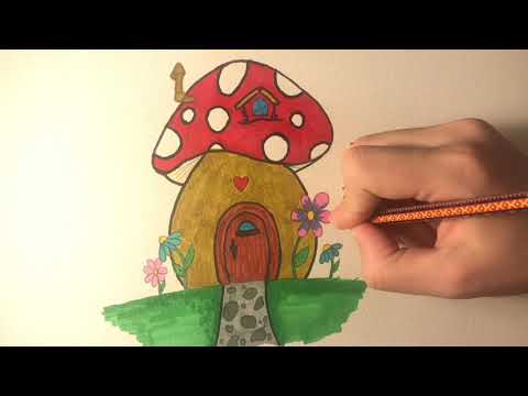 ASAN EV ŞƏKLİ ÇƏKMƏK / GÖBƏLƏK EV / ŞİRİNLƏR EVİ / MUSHROOM HOUSE  DRAWING TUTORIAL