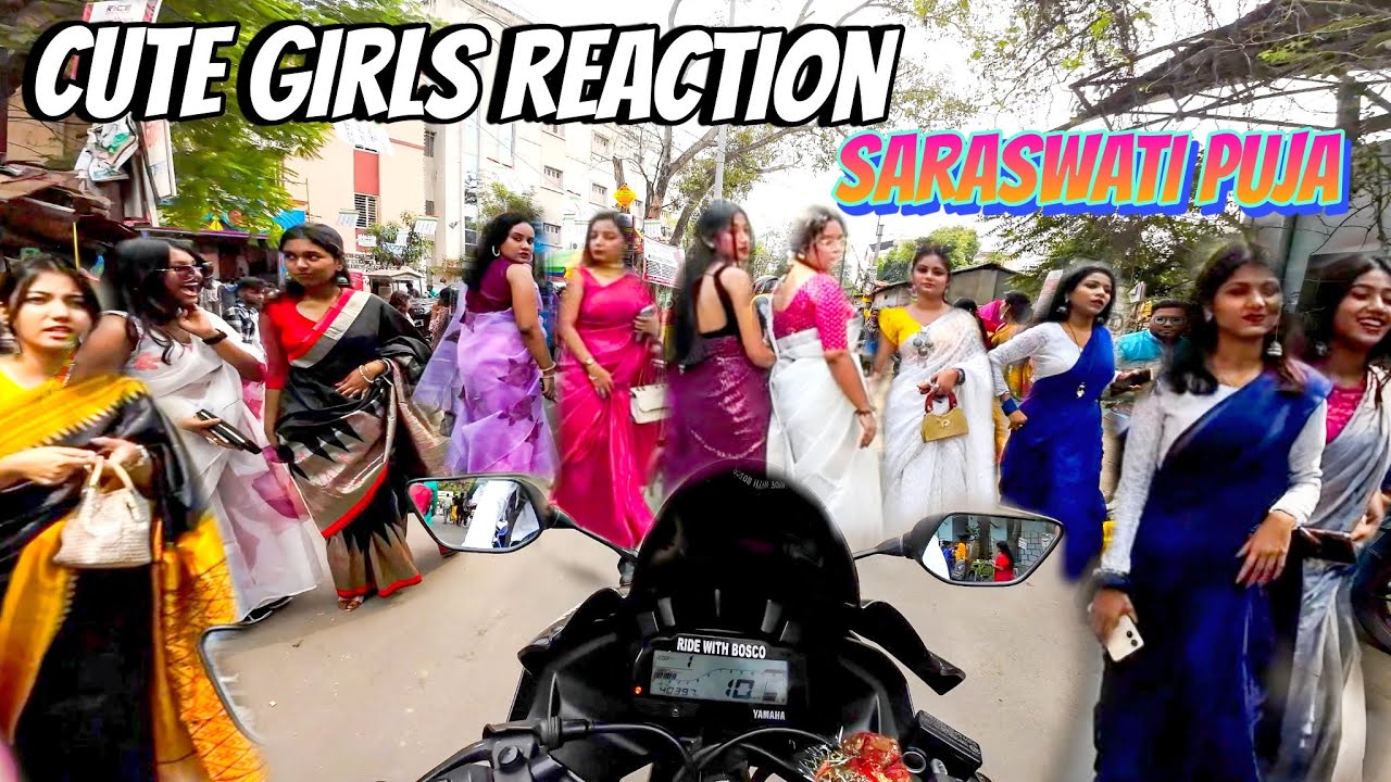 Cute girls Reaction on Saraswati puja 2024 