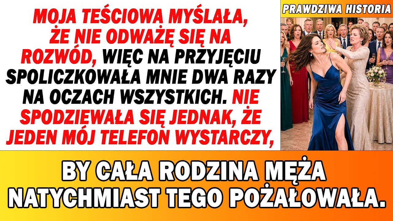 Podczas uroczystego bankietu, na oczach połowy mojej rodziny i wszystkich ważnych gości, teściowa wymierzyła mi dwa policzki i rzuciła przede mnie pozew o rozwód. „Podpiszesz czy nie? Jeśli nie,...