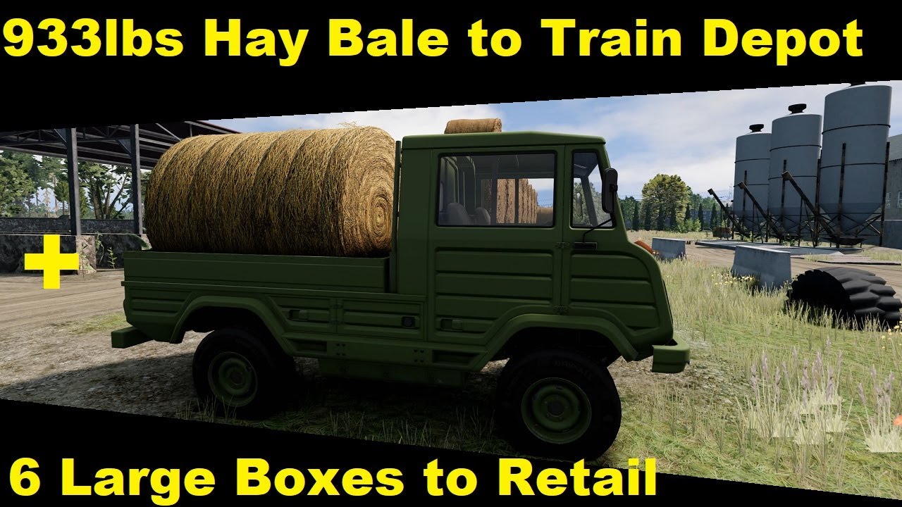 BeamNG.drive (Mod) Freeroam: Polish Roads - 933lbs Hay Bale to Train Depot + 6 Large Boxes to Retail