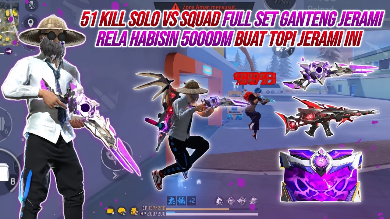 51 KILL SOLO VS SQUAD FULL SET GANTENG JERAMI !!! RELA HABISIN 5000DM BUAT TAPI JERAMI INIII