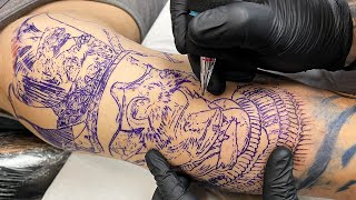 TATUAGEM DE SAMURAI ORIENTAL FECHAMENTO DE BRAÇO artista nerd