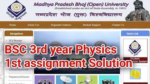BHOJ UNIVERSITY Bsc 3rd yesr Physics  1st assignment  answer