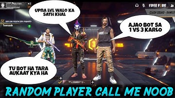 Random Player Call Me Noob 😡 I Challange For 1 Vs 3 Custom Room ||Noob Prank😂 || Free Fire