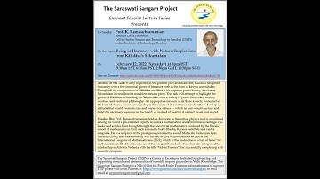 Announcement of TSSP Eminent Scholar Lecture by Prof. K. Ramasubramanian
