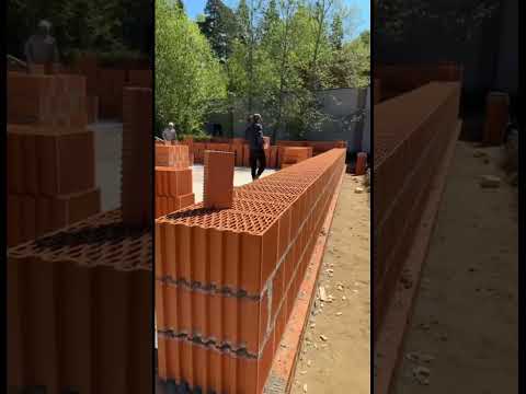 Кладка керамических блоков полный шов, баня Строительство домов в Москве и Подмосковье