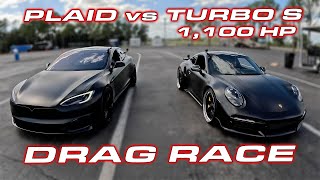 1,000+ HP Porsche Turbo S vs Tesla Plaid and World Record McLaren Spider 1/4 Mile