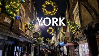 York Christmas Market and Lights 2023 - Walking Tour - 4K 🇬🇧