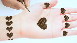 New Easy Heart Mehndi design for beginners - Simple Henna design - Mehendi design front hand