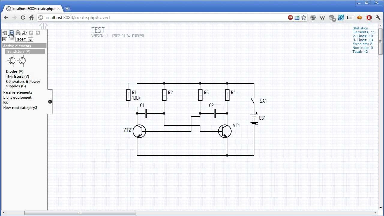 Circuit diagram online creator. Prototype. - YouTube