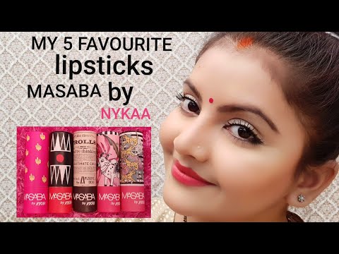 My 5 favorite LIPSTICKS from MASABA BY NYKAA LIPS & TIPS COLLECTION | RARA | MAKEUP |