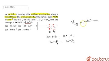 A particle is moving with uniform acceleration along a straight line. The average velocity of the