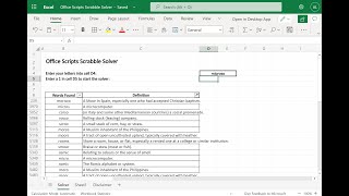 Excel Office Scripts Scrabble Solver screenshot 2