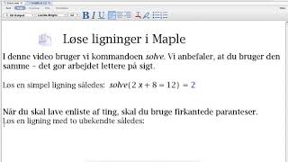 Sådan løses simple ligninger i Maple