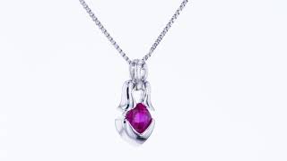 Peora Created Ruby Sterling Silver Tumi Pendant Necklace SP11730