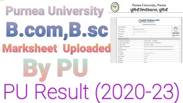 Purnea University Part 1 (2020-23) Marksheet || B.com,B.sc Result 2022  || #puresult2022 #puupdate