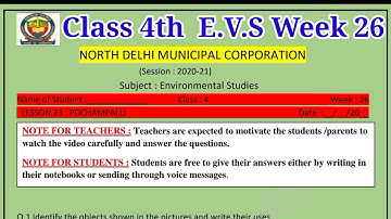 Class 4 EVS Week 26 Lesson: 23 Pochampalli (16/12/20) Knowledge Kingdom MCD Worksheet Solution