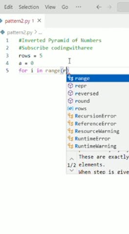 #python Print Inverted Pyramid of Numbers in python #shorts # ...