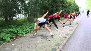 1. Shorttrack dryland dynamic training excercises - Hold, hold, push