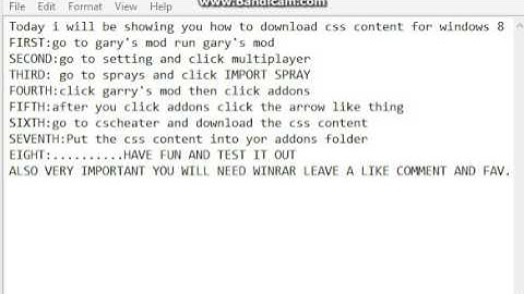How to download css content for Gmod windows 8