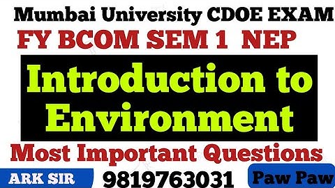 Introduction to Environment|Imp Question|Fybcom sem1 nep||Imp Question| Mumbai University CDOE