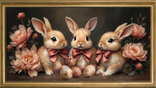 Bunnies in Bloom & Easter décor: Gorgeous Floral Art Frame TV: Vintage Art TV Screensaver screenshot 4