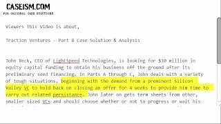Traction Ventures – Part B Case Solution & Analysis- Caseism.com