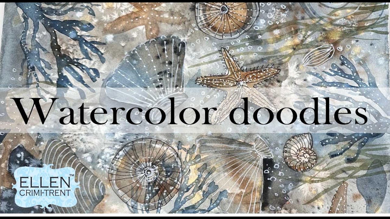 Watercolor Seashell doodles