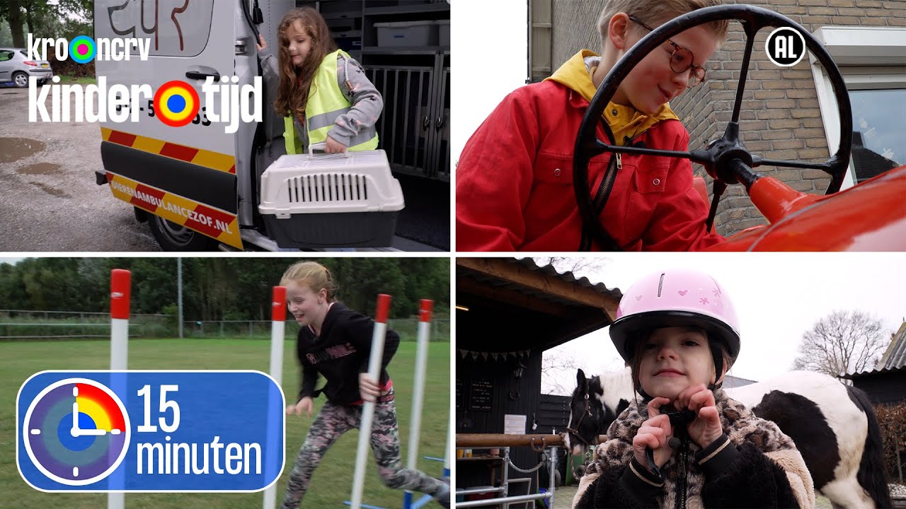 Top 4 hobby's: dierenarts, oldtimer, hondentraining & paardrijden | 15 minuten | Kindertijd KRO-NCRV