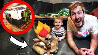 CAMPING IN OUR BASEMENT! *dad vlogs*