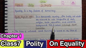 Class 7 || Ch.1 || Polity/Civics || Summary Notes || On Equality || Ncert with Aditi