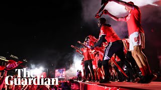 Benfica celebrate with fans and flares after first league title win in four years