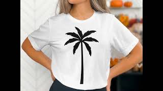 Download Palm Tree Silhouette SVG, Tropical Tree Clipart, Beach Vector, Summer Digital Cut File