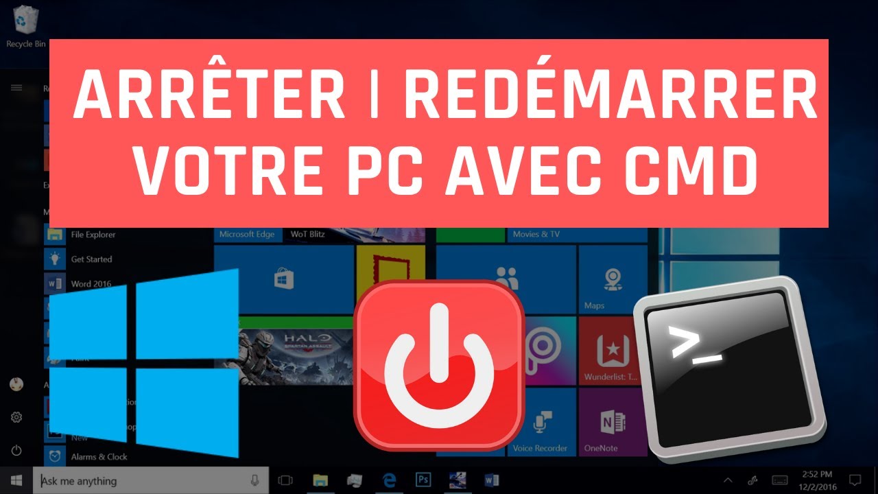 Commande pour arrêter ou redémarrer un PC avec CMD - YouTube