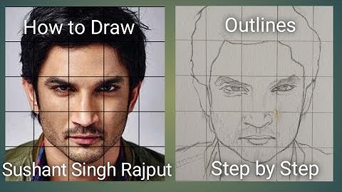 How to draw Sushant Singh Rajput-How to draw face outline using grid method for beginners- Very Easy