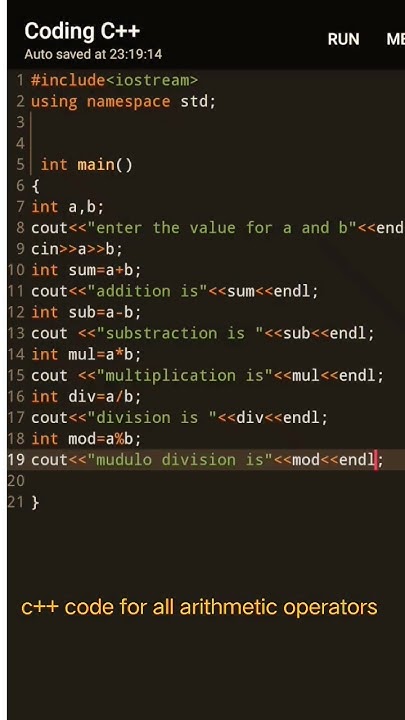 c++ code for all arithmetic operators||arithmetic operators in c ...