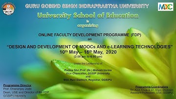 Online FDP Inaugural Video organised by USE,GGSIPU